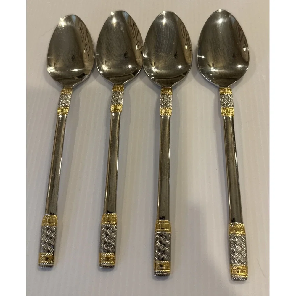 Wallace Golden Corsica Teaspoons Spoon Set Of 4 Stainless 18/10 Flatware 6 3/8
